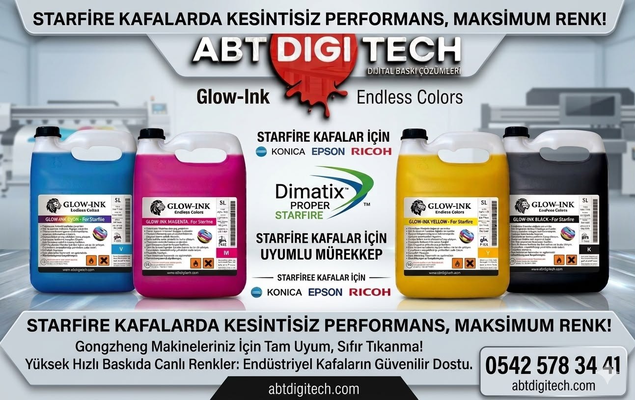 GLOW-INK Starfire kafalar için uyumlu mürekkep